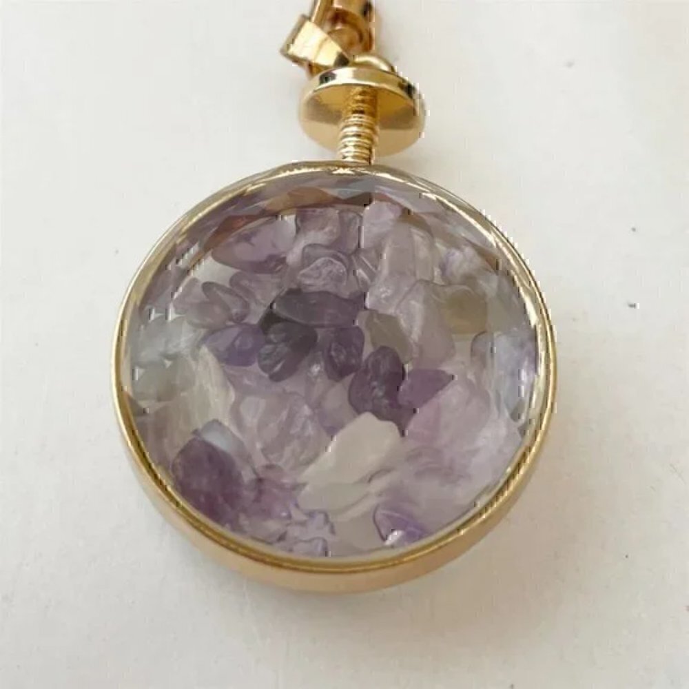 Set of 2 Keychains Amethyst Chips & Lavender Dried Flowers - Picture 5 of 12